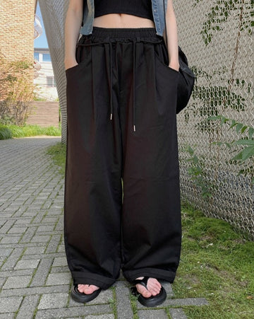 Horse Banding Strap Wide Pin Tuck Pants